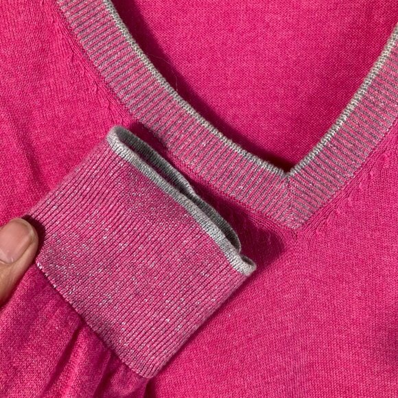 Mens J Lawrence Khakis Carmel V Neck Cotton Cashmere Sweater Pink Gray XL - Picture 3 of 8